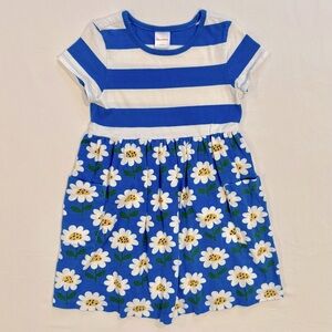 Hanna Andersson Mixie Playdress Girls 5 110 cm Equator Blue Stripes Daisies